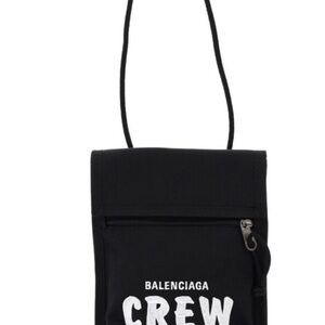 Balenciaga Black and White Explorer pouch crew embroiderey